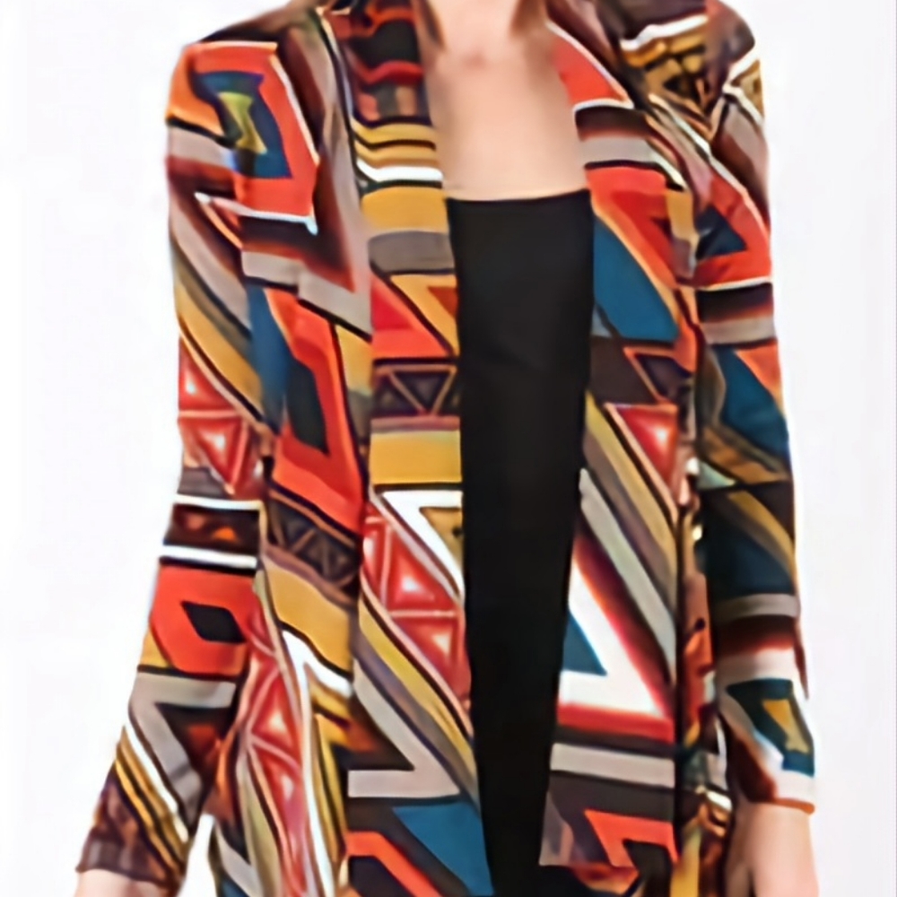 Brand New Bold Tribal Aztec Multicolor Cardigan. Size Small